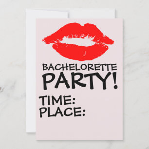 INVITATIES VAN KISS RED LIPS BACHELORETTE ARTIJ KAART