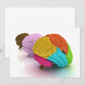 Invitaties van kleurrijke menselijke hersenen kaart (Voorkant / Achterkant)