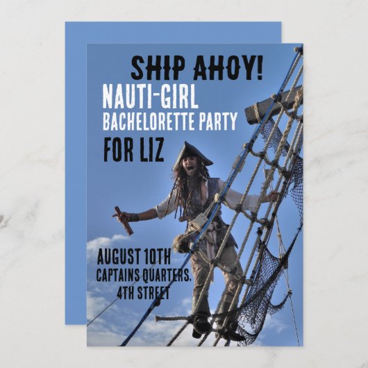 INVITATIES VAN PIRATE THEME BACHELORETTE PARTIJ KAART (Voorkant / Achterkant)