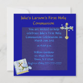 INVITATIES VOOR DE Heilige Communion Blue & Beige  Kaart (Achterkant)