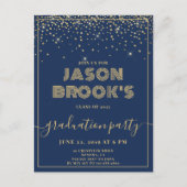 Invitaties voor de marinesblauwe goudwinning aankondigingskaart (Voorkant)