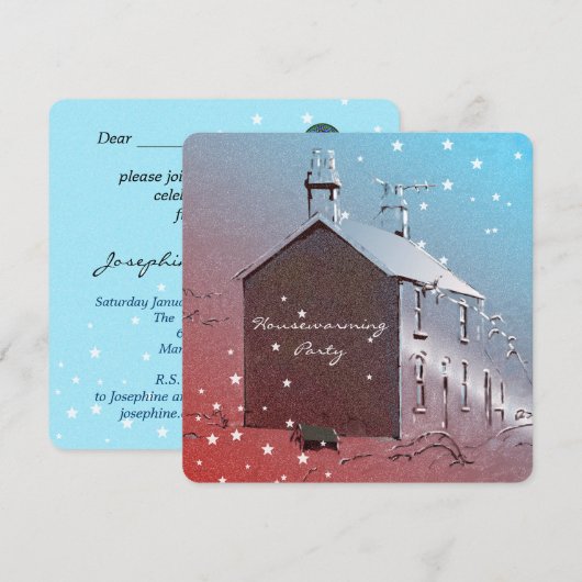 Invitaties voor de nieuwe huishouding kaart (Voorkant / Achterkant)