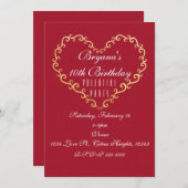 Invitaties voor de Valentijn van het rood- en goud Kaart (Voorkant / Achterkant)