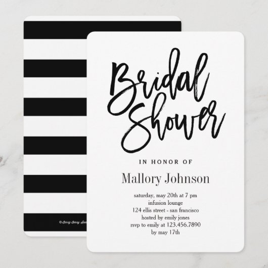 Invitaties voor geborstelde Bridal Shower Kaart (Voorkant / Achterkant)