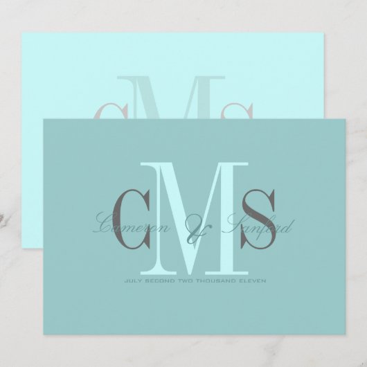 Invitaties voor hedendaagse en klastige monogram b kaart (Voorkant / Achterkant)