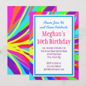 Invitaties voor kleurenplash Bold Birthday Party Kaart (Voorkant / Achterkant)