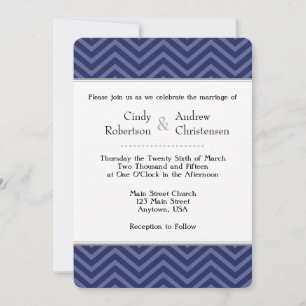 Invitaties voor marinesblauwe Chevron Wedding Kaart