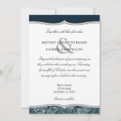 Invitaties voor marinesBlue en White Nautical Wedd Kaart (Achterkant)