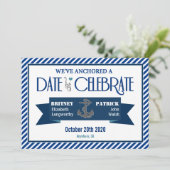 Invitaties voor marinesBlue en White Nautical Wedd Kaart (Staand voorkant)