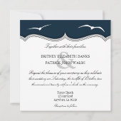 Invitaties voor marinesBlue en White Nautical Wedd Kaart (Achterkant)