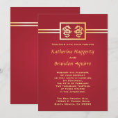 Invitaties voor rode en gouddraak kaart (Voorkant / Achterkant)