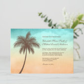 Invitaties voor tropische strandpalmen rond de bom kaart (Staand voorkant)