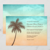 Invitaties voor tropische strandpalmen rond de bom kaart (Voorkant / Achterkant)