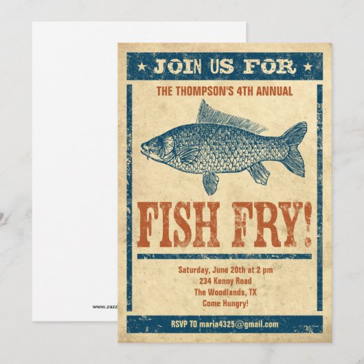 Invitaties voor visvissen kaart (Voorkant / Achterkant)