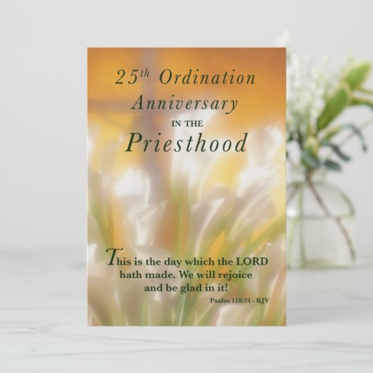 Invitation 25th Ordination Anniversary Priesthood Kaart (Staand voorkant)