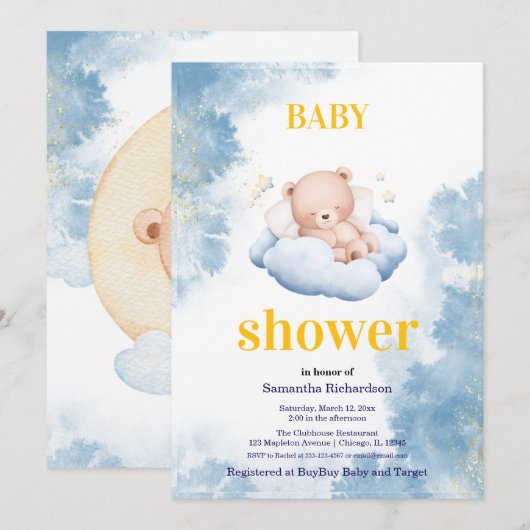 Invitation A reception for our little bear Kaart (Voorkant / Achterkant)