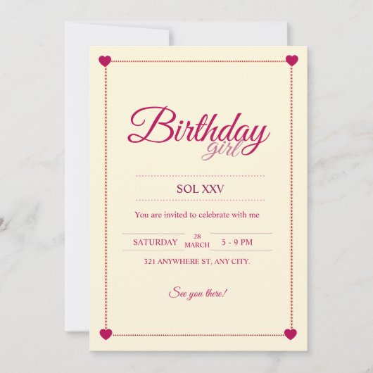 Invitation aesthetic de corazones rosas kaart (Voorkant)