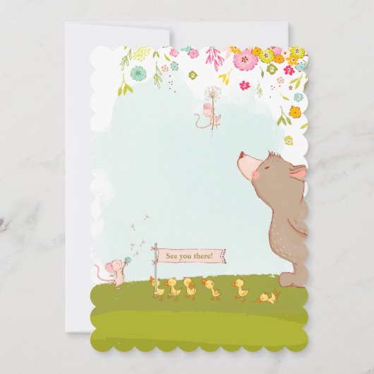 Invitation Baby Shower Bear and duckies Kaart (Achterkant)