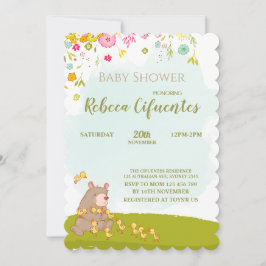 Invitation Baby Shower Bear and duckies Kaart