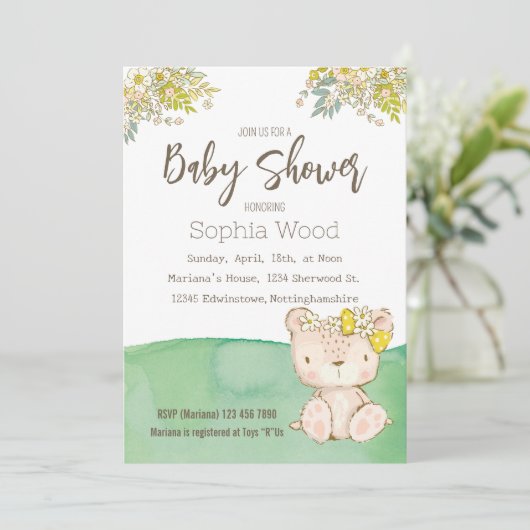 Invitation Baby Shower Little Bear Kaart (Staand voorkant)