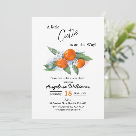 Invitation Baby shower tangerine Kaart (Staand voorkant)