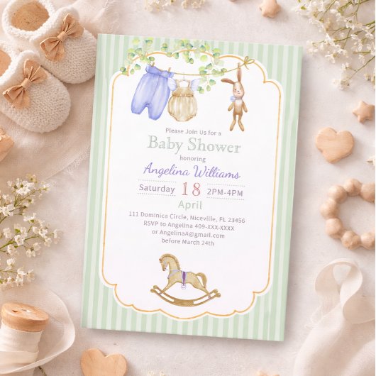 Invitation baby shower with charming designs. kaart