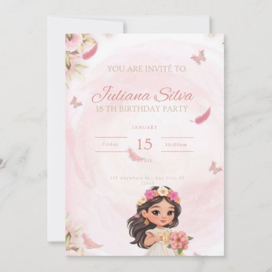 Invitation birthday for little princess  kaart (Voorkant)