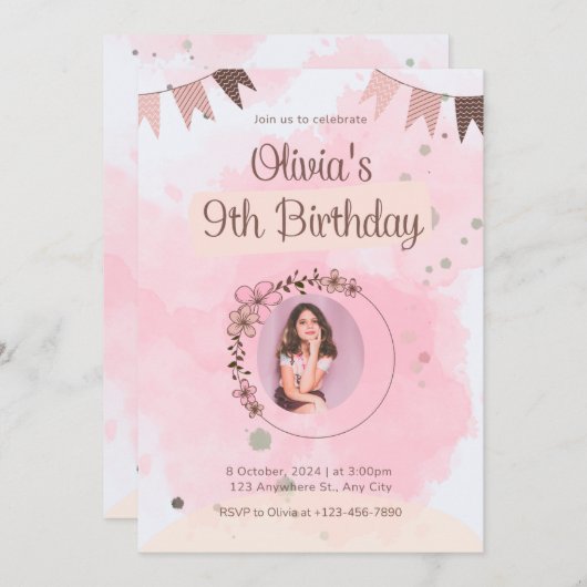 Invitation birthday  kaart (Voorkant / Achterkant)