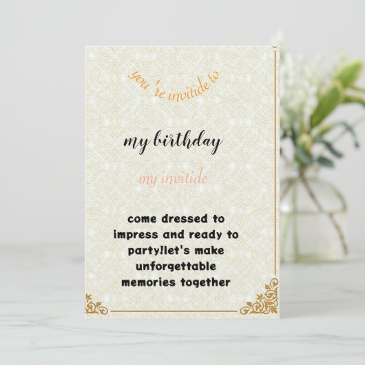 invitation birthday kaart (Staand voorkant)