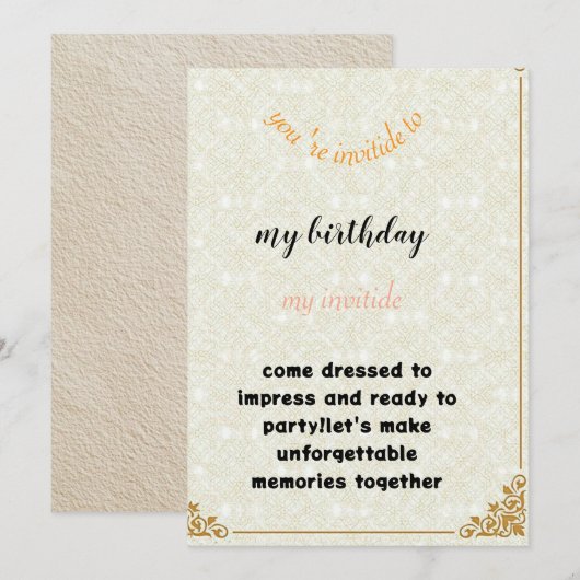 invitation birthday kaart (Voorkant / Achterkant)