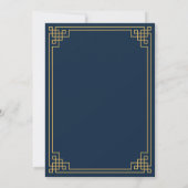 Invitation Birthday Party Navy Gold Art Deco 80th Kaart (Achterkant)