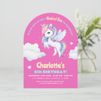 Invitation birthday party with unicorn. kaart