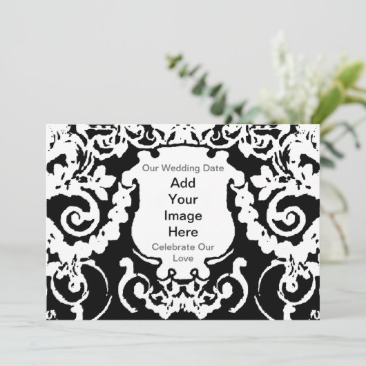 Invitation Black White Voeg Afbeelding toe aan het Kaart (Staand voorkant)