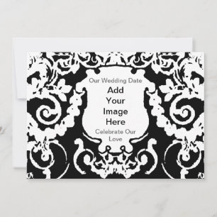 Invitation Black White Voeg Afbeelding toe aan het Kaart