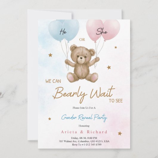 Invitation card for gender reveal party kaart (Voorkant)