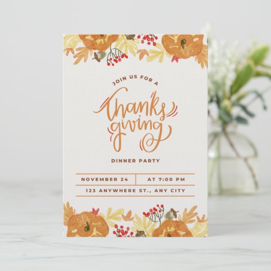 Invitation card for thanksgiving day kaart (Staand voorkant)