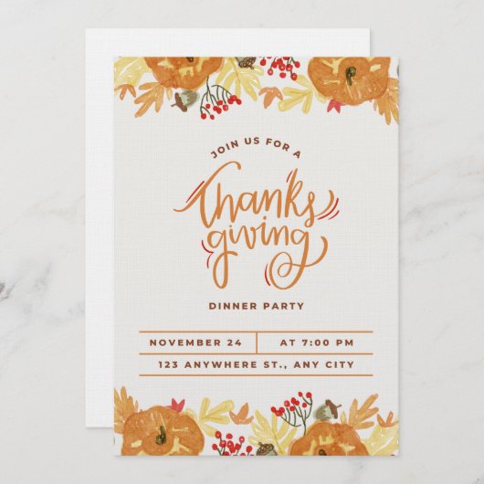 Invitation card for thanksgiving day  kaart (Voorkant / Achterkant)