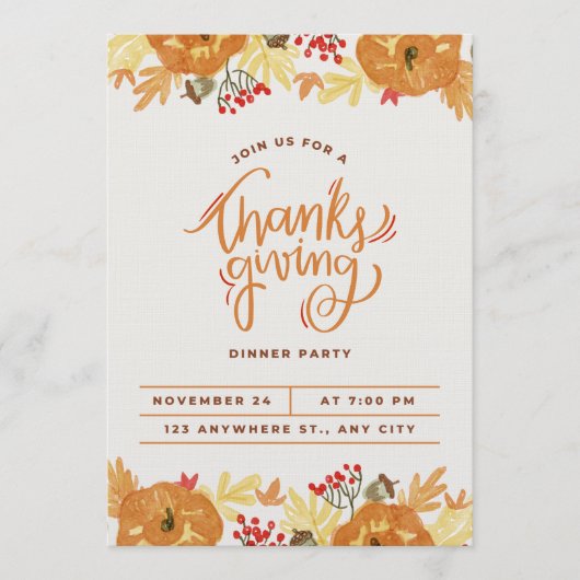 Invitation card for thanksgiving day  kaart (Voorkant)