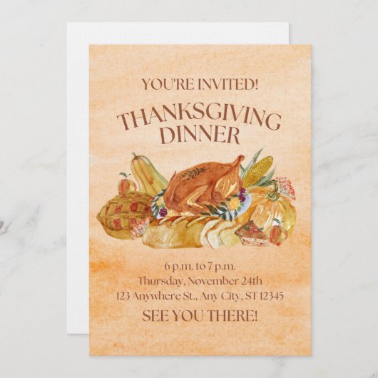 Invitation card for thanksgiving donner  kaart (Voorkant / Achterkant)