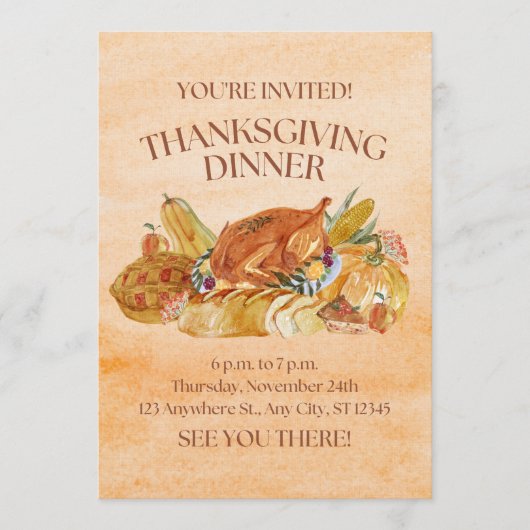 Invitation card for thanksgiving donner  kaart (Voorkant)