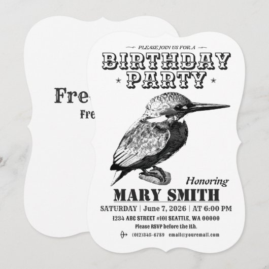 Invitation Card_Western Style (Common Kingfisher) Kaart (Voorkant / Achterkant)