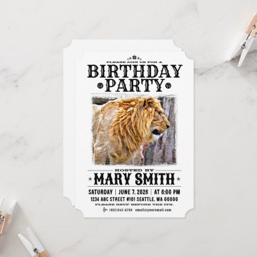 Invitation Card_Western Style (Lion) Kaart (Voorkant / Achterkant in situ)