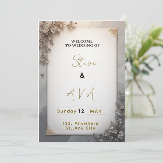 Invitation Classic Elegant Wedding  Kaart (Staand voorkant)