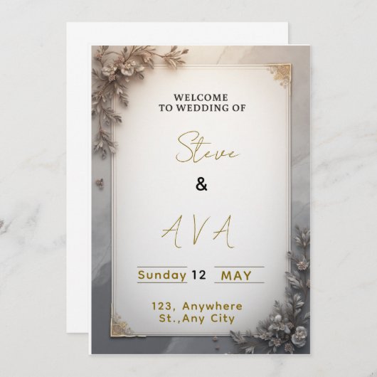Invitation Classic Elegant Wedding Kaart (Voorkant / Achterkant)