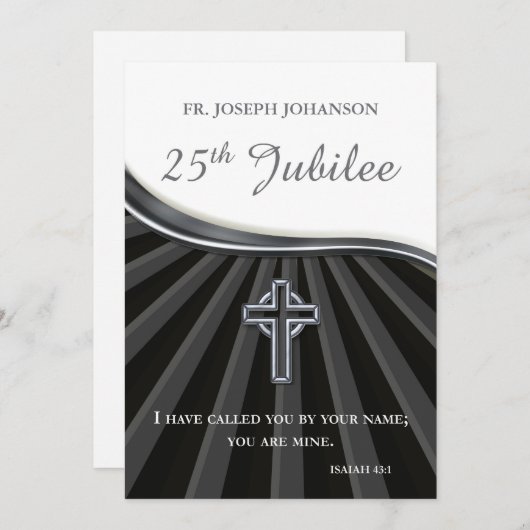 Invitation Custom Name Priest Silver Jubilee Kaart (Voorkant / Achterkant)