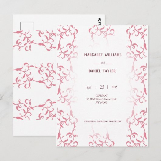 Invitation de boda decorada con hojas de acanto briefkaart (Voorkant / Achterkant)