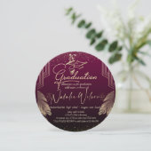 Invitation de graduación con purpurina kaart (Staand voorkant)