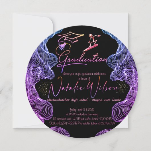 Invitation de graduación en multicolores kaart (Voorkant)