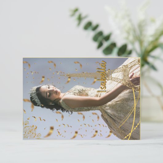 Invitation de quinceanera  kaart (Staand voorkant)