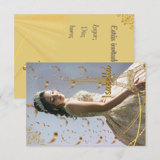 Invitation de quinceanera  kaart (Voorkant / Achterkant)